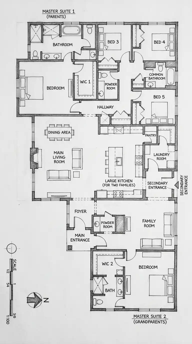5 Five-Bedroom House Floor Plan